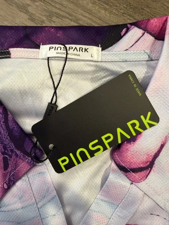 Purple Marble Print Women's Polo Top - Picture 2 of 3